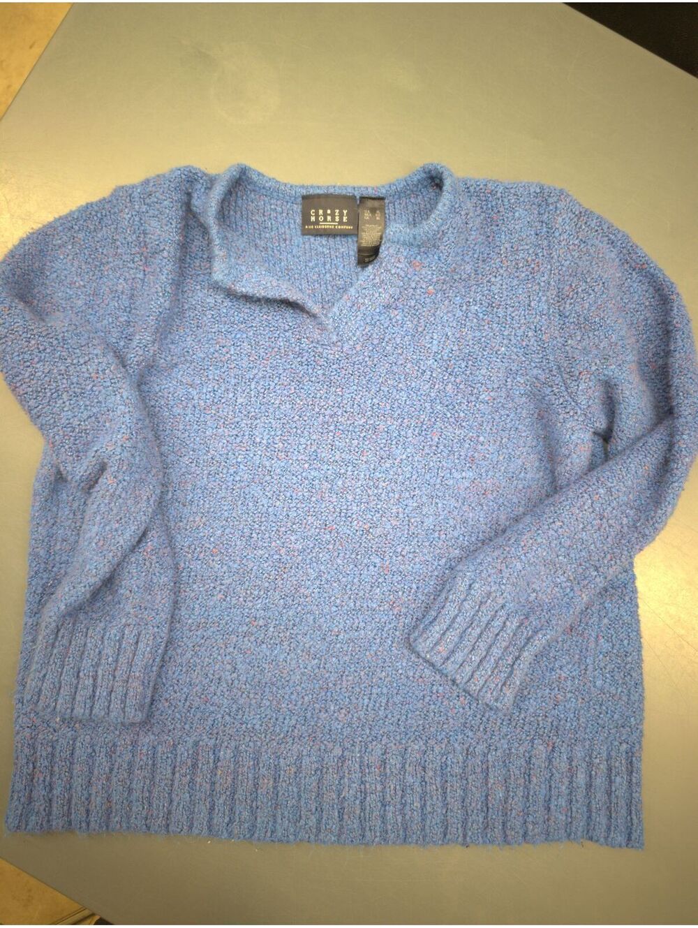 Crazy Horse Blue Textured Knit Sweater Size XL